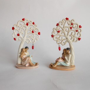 Bomboniera Coppia innamorati albero della vita resina wedding set 2 pz art 049707