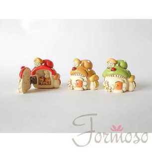Casetta fungo resina vari colori 55 mm bomboniera set 3 pz art 04797