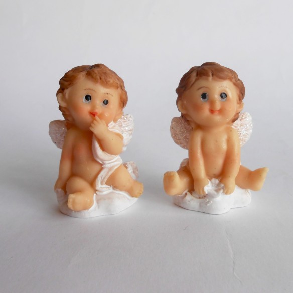 Bomboniera battesimo nascita Coppia angeli in resina set 2 pz art 049585