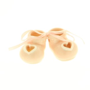 Bomboniera decorazione Coppia scarpette Rosa in ceramica 3,5 cm Battesimo Nascita art 03065