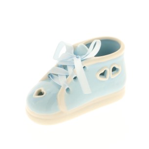 Bomboniera decorazione scarpetta Celeste in ceramica 10 cm art 03066