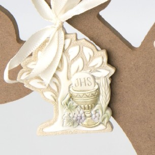 Bomboniera in resina Albero della vita da appendere Calice comunione art 049644