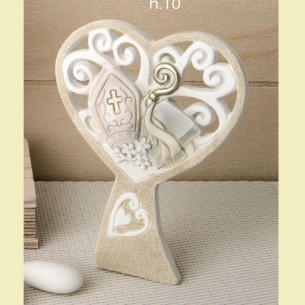 Bomboniera in resina cuore con simbolo Cresima art 049668