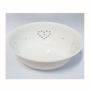 Bomboniera Ciotola con cuore traforato in ceramica smaltata bianca D 20,5xh10 cm art 472