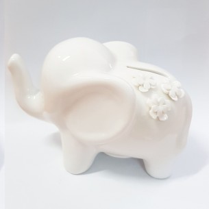 Bomboniera Elefante Salvadanaio in ceramica smaltata bianca 15 x h 10 cm art 526