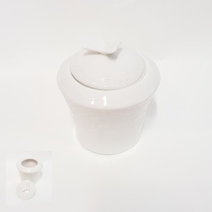 Bomboniera o articolo da Regalo Zuccheriera in ceramica Bianca wedding  D. 9,5 x h 10,5 cm art 543