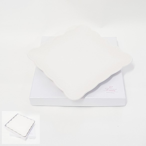 Bomboniera wedding Vassoio Quadrato in ceramica Bianca 16x16 cm art 549