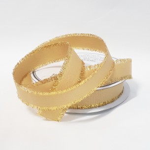 Nastro in Tessuto sfrangiato colore ORO in bobina rotolo da 22 mm x 25 mt Wedding art 28547
