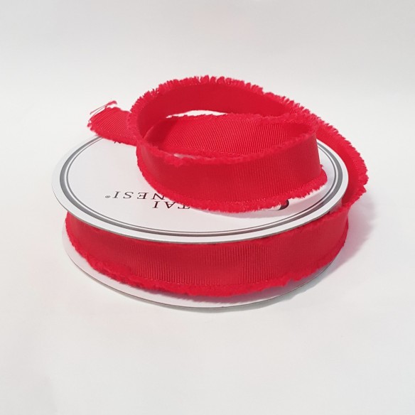 Nastro in Tessuto sfrangiato colore Rosso in bobina rotolo da 22 mm x 25 mt Wedding art 28553