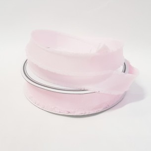 Nastro in Tessuto sfrangiato colore Rosa Chiaro in bobina rotolo da 16 mm x 25 mt Wedding art 28550