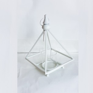 Lanterna in metallo Bianco con porta candela in vetro decorazione Wedding Battesimo Nascita art 28619
