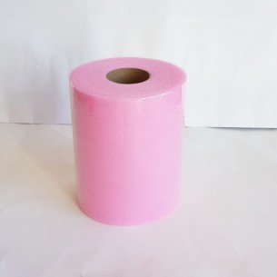 Bobina 12,5 cm 100 mt rotolo tulle decorazioni bomboniere colore Rosa art TEX002Rosa