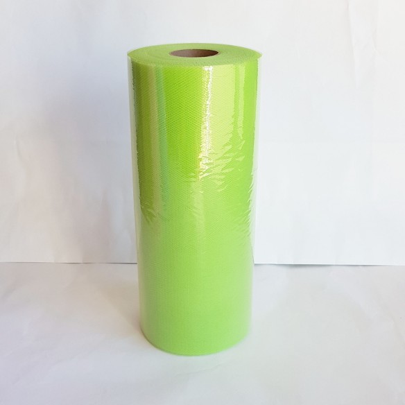 Bobina 25 cm 100 mt rotolo tulle decorazioni bomboniere colore Verde mela art TEX003Vermel