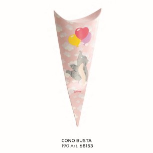 Bomboniera Scatola Cono Busta per Confetti DUMBO Disney Rosa h 19 cm set 10 pz art 68153