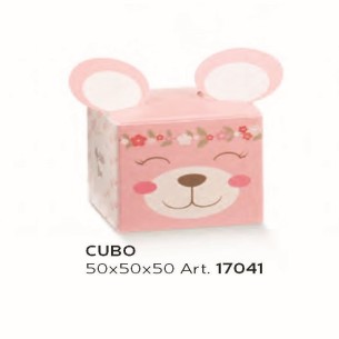 Bomboniera Scatola Cubo per Confetti Orsetto Rosa 5x5xh5 cm set 10 pz art 17041