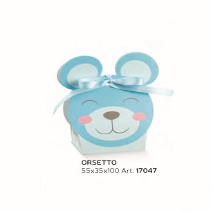 Bomboniera Scatola per Confetti a forma di faccia Orsetto Celeste 5,5x3,5xh10 cm set 10 pz art 17047