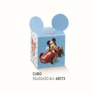 Bomboniera Scatola cubo Confetti inserto Topolino Mikey mouse GO Disney Celeste 5x5xh5 cm set 10 pz art 68173