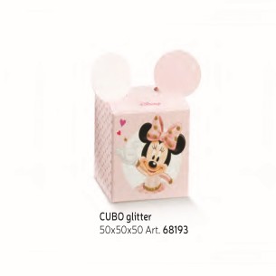Bomboniera Scatola cubo Confetti inserto Minnie Ballerina Disney Rosa 5x5xh5 cm set 10 pz art 68193