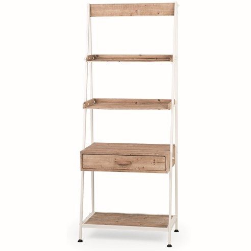 Mobiletto Scaffale in Legno e telaio in metallo Bianco idea Decorazione Wedding Matrimonio Art 28623