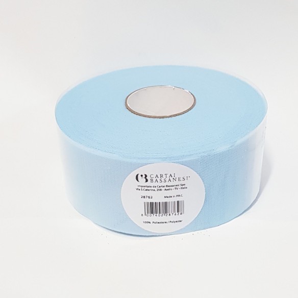 Bobina 5 cm per 100 mt rotolo tulle decorazioni bomboniere colore Celeste art 28762