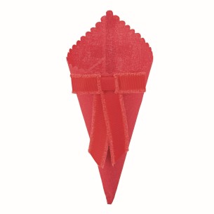 Bomboniera Cono Confetti in tessuto con Fiocchetto Rosso D 6,5xh17,5 cm 12 pz art 28573
