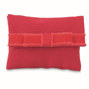 Bomboniera Sacchetto tipo Busta in tessuto con Fiocchetto Rosso 10xh7,5 cm 12 pz art 28575