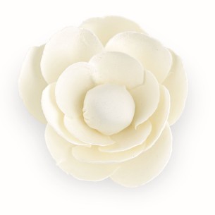 Fiore per decorazione bomboniera in tessuto Avorio con Adesivo D 4,5 cm Set 12 pz art 28585