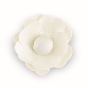 Fiore per decorazione bomboniera in tessuto Avorio con Adesivo D 3 cm Set 12 pz art 28584