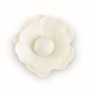 Fiore per decorazione bomboniera in tessuto Avorio con Adesivo D 3 cm Set 12 pz art 28584