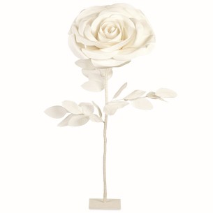 Fiore tipo Rosa in tessuto Avorio con stelo e base appoggio idea wedding D 50xh120 cm art 28723