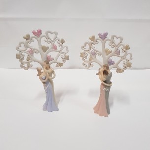 Bomboniera Coppia innamorati albero della vita resina wedding h 22 cm set 2 pz art 049906