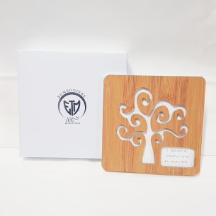 Bomboniera sotto pentola in Legno Intaglio Albero della Vita con Scatola 17x17 cm Art 08690
