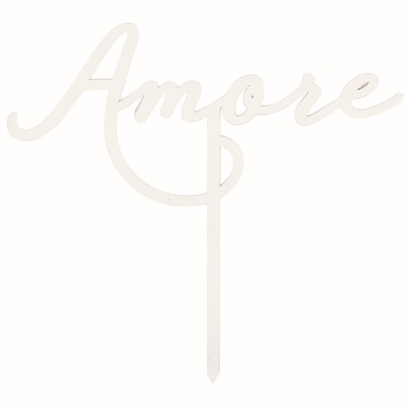 Decorazione Scritta il Legno Bianco AMORE Cake Topper Wedding Matrimonio Set 6pz  Art 28813