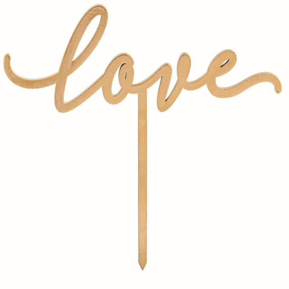 Decorazione Scritta il Legno Oro LOVE Cake Topper Wedding Matrimonio Set 6pz  Art 28817