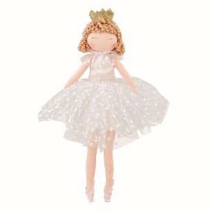 Bomboniera bambola principessa in tessuto tulle bianco da appendere h 23 cm art 28626