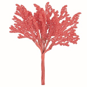 Mazzetto fiore tipo corallo finto color corallo decorazione Wedding matrimonio h 14 cm set 8pz art 28758