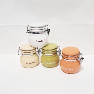 Bomboniera Barattolo ermetico ceramica vari colori h 8 c m set 4 pz Art 02174