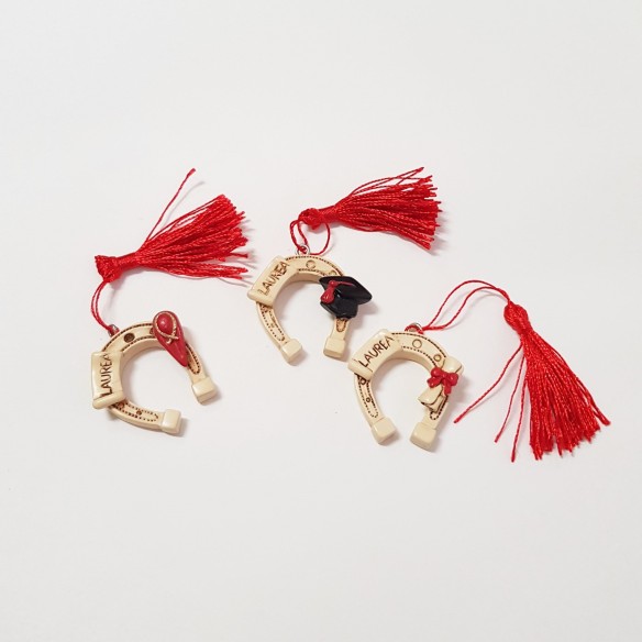 Ferro di Cavallo in resina bomboniera Decorazione laurea 4 cm da appendere set 12 pz art 049858