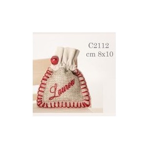 Bomboniera Sacchetto confetti in Juta con scritta LAUREA rosso 8xh10 cm Set 6 pz art C2112