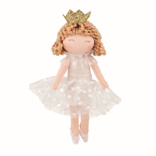 Bomboniera bambola principessa in tessuto tulle bianco da appendere h 12,5 cm art 28625