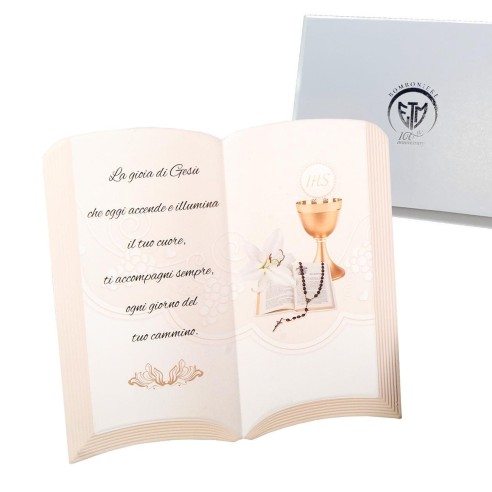 Bomboniera Icona a forma di Libro Simbolo Comunione da appoggio con scatola 20xh20 cm art 02248