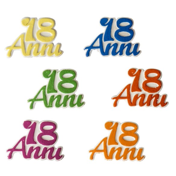 bomboniera  decorazione Numero 18 con scritta in Gesso bianco e vari colori idea  4,5 cm 12 pz art 08657