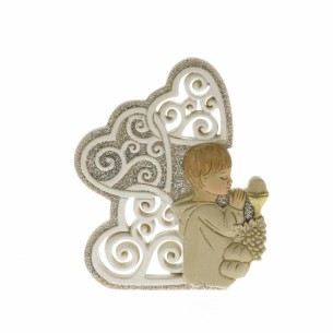 Bomboniera icona in resina 3 Cuori con simbolo Comunione ragazzo h 12 cm art 049878