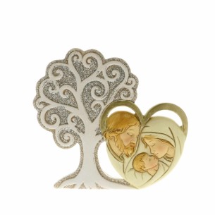 Bomboniera Icona albero della vita e cuore Sacra Famiglia h 10 cm art 049880
