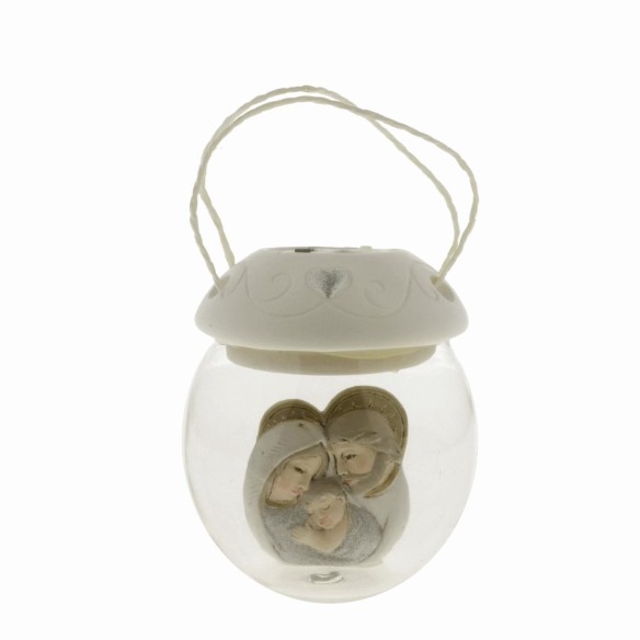 Bomboniera Icona con luce led Sacra Famiglia da appendere decorazione h 9 cm art 049883