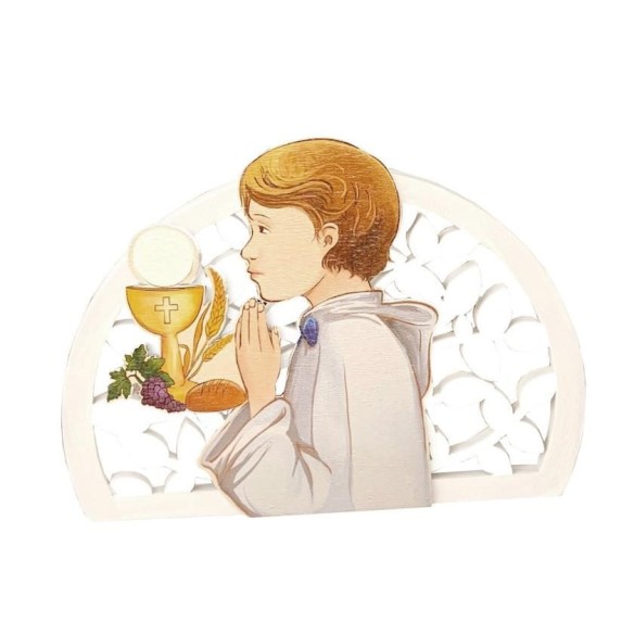 Bomboniera Icona comunione ragazzo effetto dipinto da appoggio 15 x h 11 cm art 049888