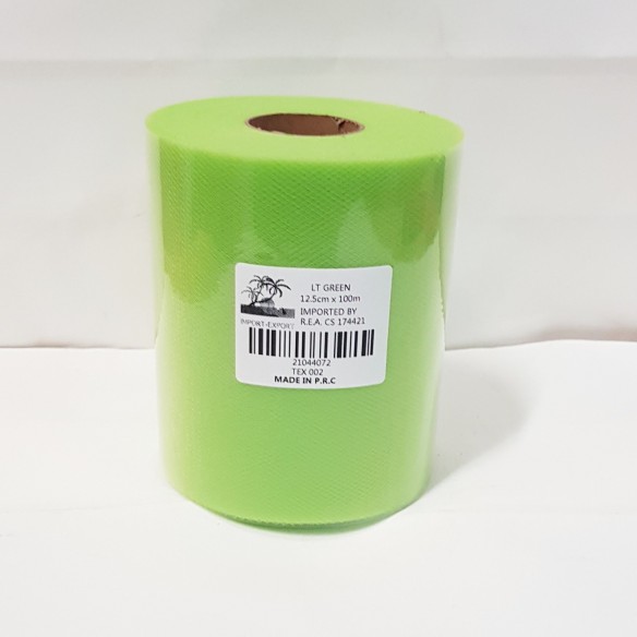 Bobina 12,5 cm 100 mt rotolo tulle decorazioni bomboniere colore verde mela art. TEX002Vermel