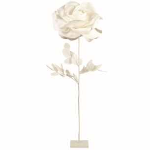 Fiore tipo Rosa in tessuto Avorio con stelo e base appoggio idea wedding D 70xh164 cm art 28724