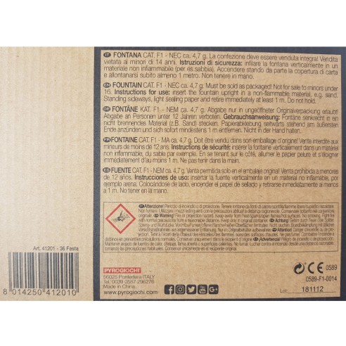 36 Candeline Fontana luminosa per torta Party h 12 Cm durata 60 secondi art 41201