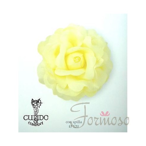 Rosa fiore giallo c/spilla decorazione sacchetti scatole matrimonio art 57737
